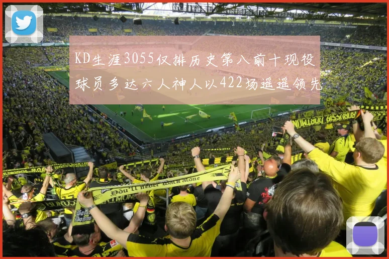 KD生涯3055仅排历史第八前十现役球员多达六人神人以422场遥遥领先